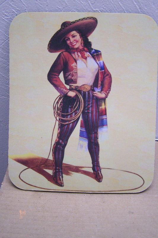 Mousepad - Mexican Cowgirl Vaquera Calendar Girl