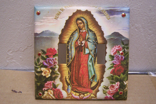 Double Switchplate - Virgin of Guadalupe with Roses Image