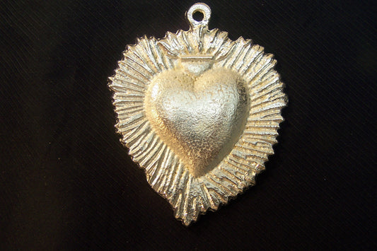 Pot Metal Sacred Heart with Rays Milagro Ex Voto - Mexico