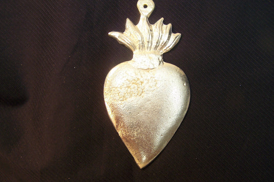 Pot Metal Standard Sacred Heart Milagro Ex Voto - Mexico