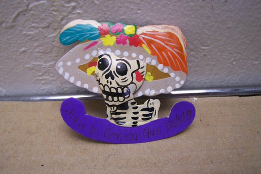 Painted Day of the Dead Catrina Fancy Skeleton Lady - Refrigerator Magnet