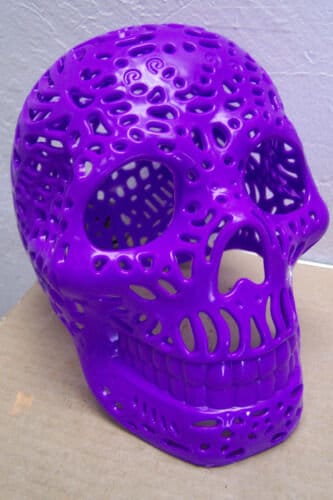 Lifesize Plastic Altar Skull - Oaxaca Style - Purple