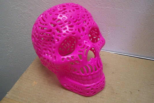 Lifesize Plastic Altar Skull - Oaxaca Style - Hot Pink