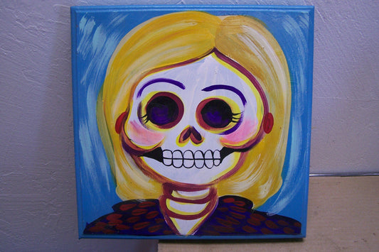 Day of the Dead Hillary Clinton Skeleton Wooden Box Painting