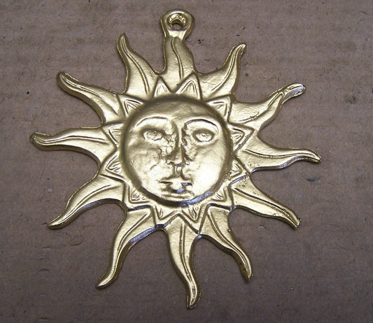 Large Shiny Golden Sun Metal Milagro Ex Voto