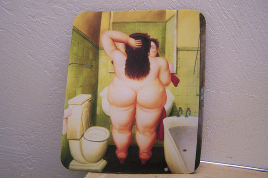 Mousepad - Botero Chubby "Gordita" in Front of Bathroom Mirror