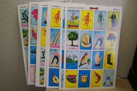 NO DECK JUMBO 10-Board Traditional Original Mexican Loteria Bingo Game Don Clemente