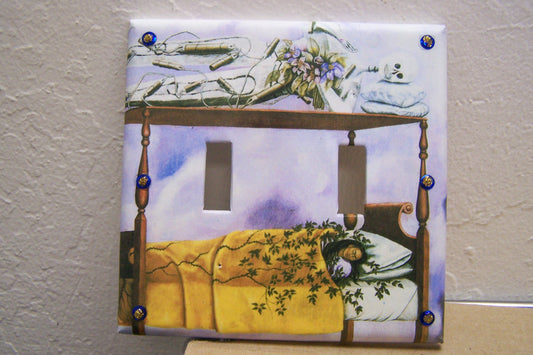 Double Switchplate - Frida Kahlo Painting Image - Frida with Skeleton