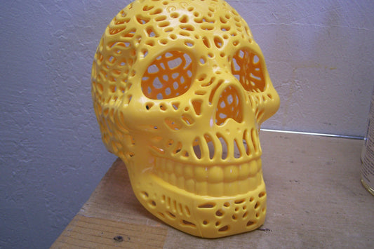 Lifesize Plastic Altar Skull - Oaxaca Style - Yellow