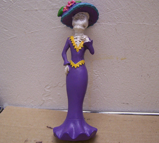 Day of the Dead Resin Catrina Sculpture - Purple Dress