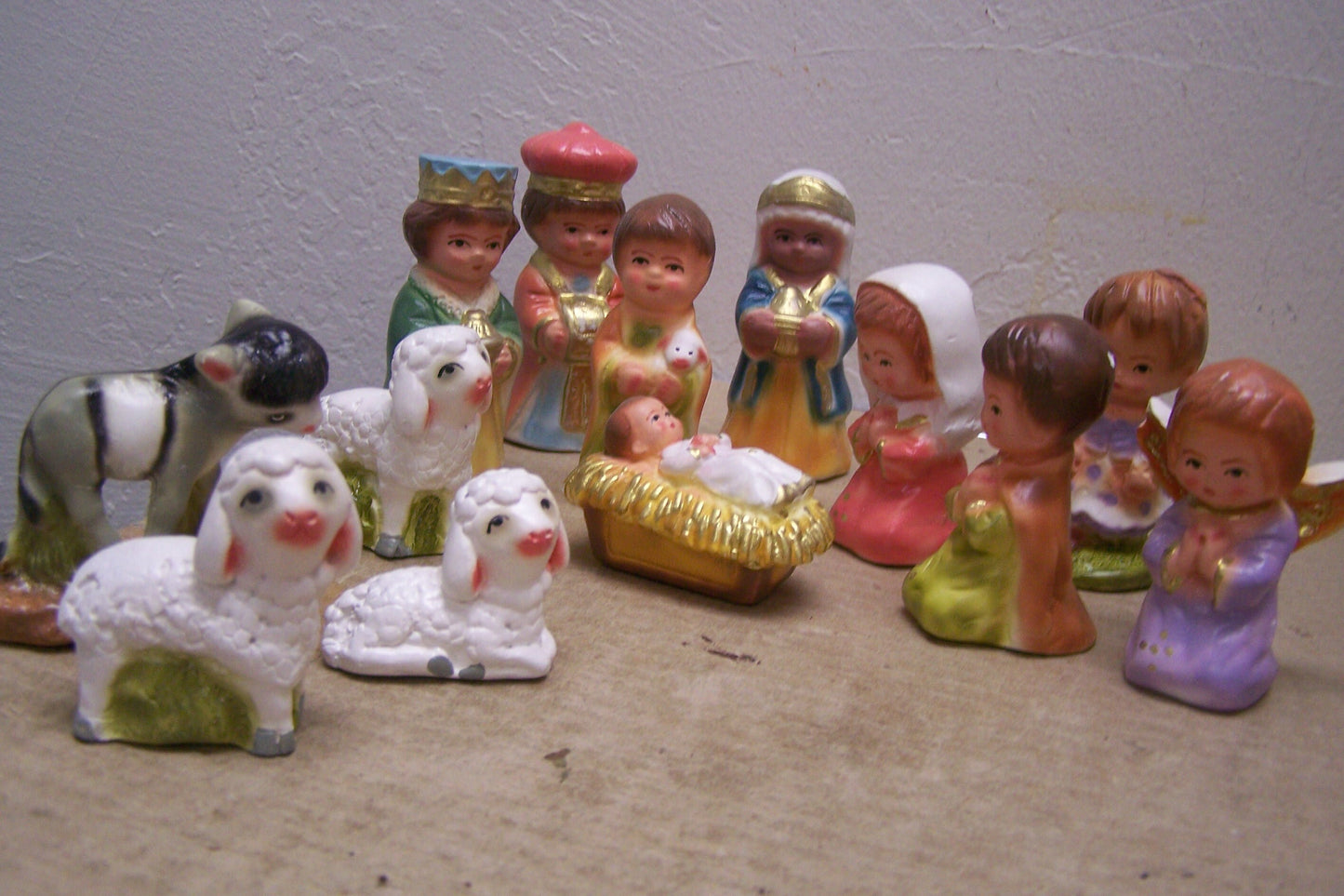 Tonala 13-Piece Hand Painted Plaster Traditional Nativity Set - Mexico