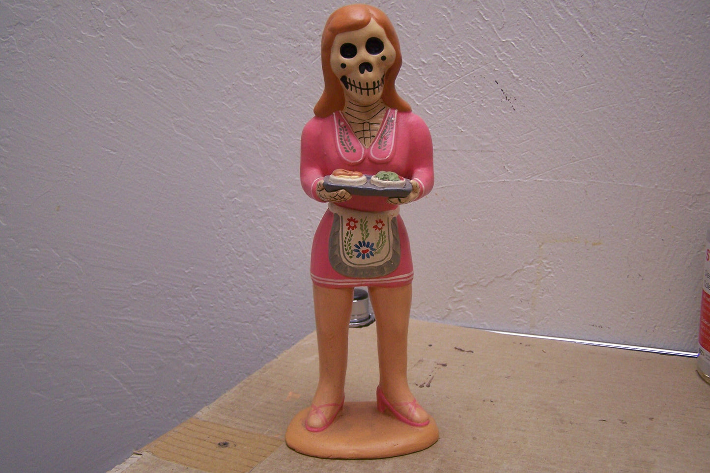 Day of the Dead Clay Skeleton Server Waitress Figurine