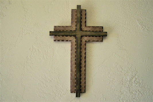 Rustic Resin Cross - Faux Wood and Metal