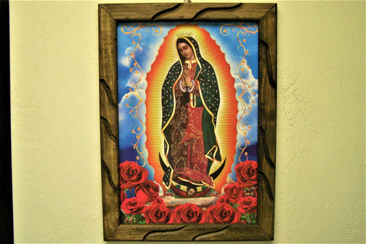 Framed Giclee Print - Virgin of Guadalupe with Roses - Mexico