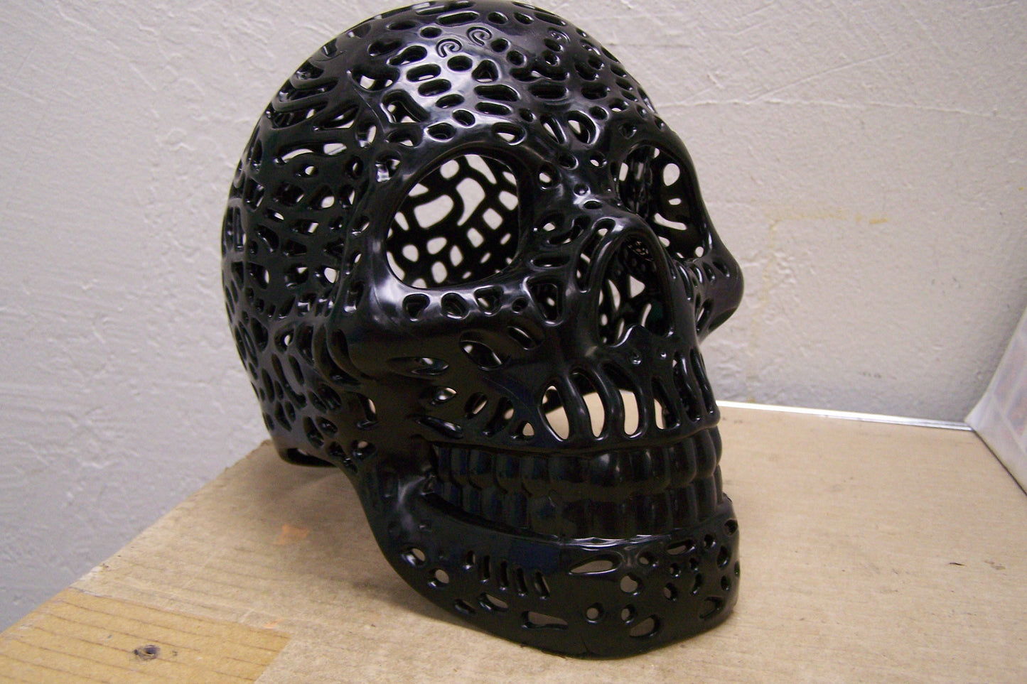 Lifesize Plastic Altar Skull - Oaxaca Style - Black