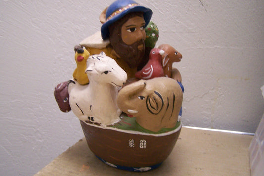 Handcrafted Clay Noah's Ark Folk Art Sculpture - Peru