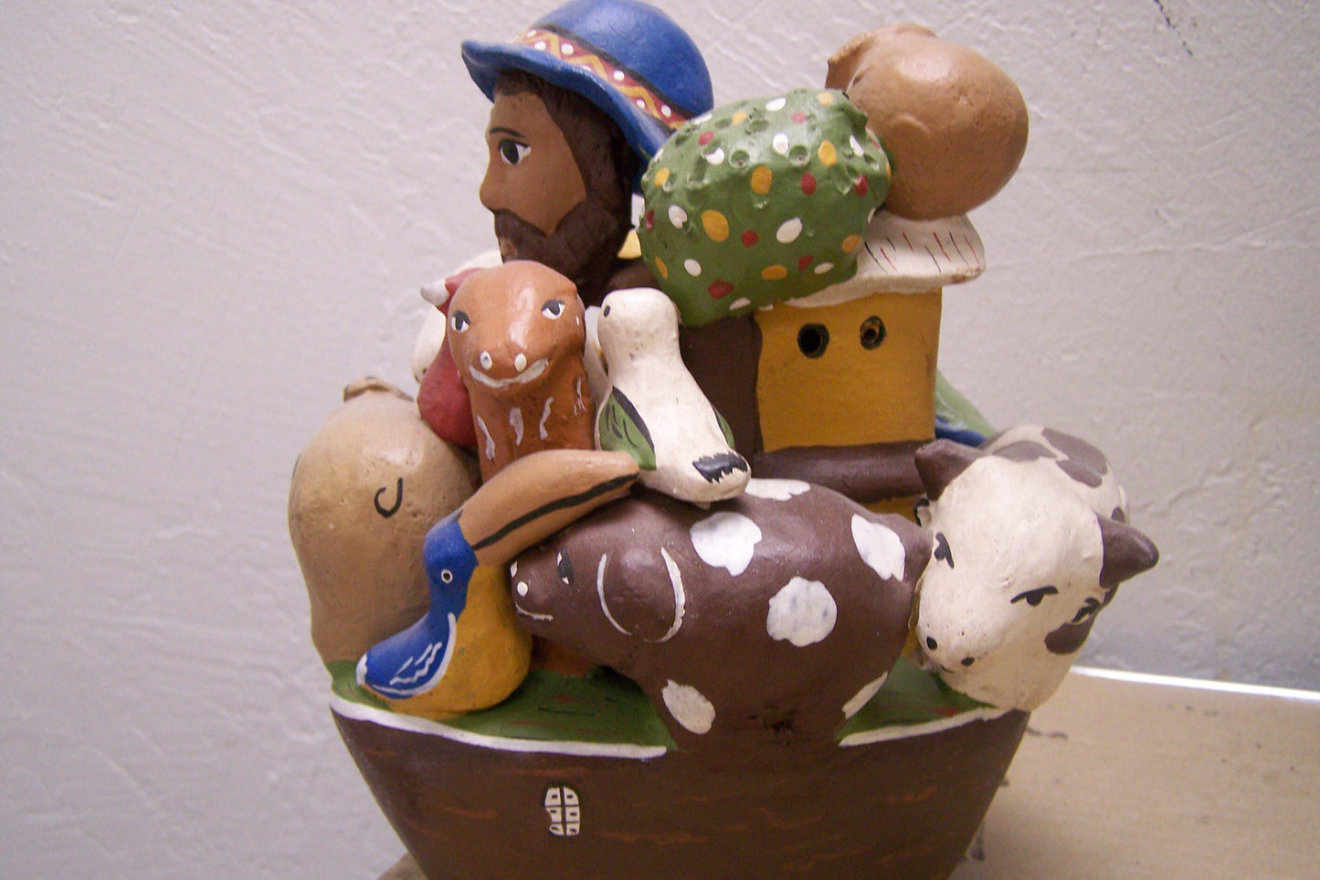 Handcrafted Clay Noah's Ark Folk Art Sculpture - Peru