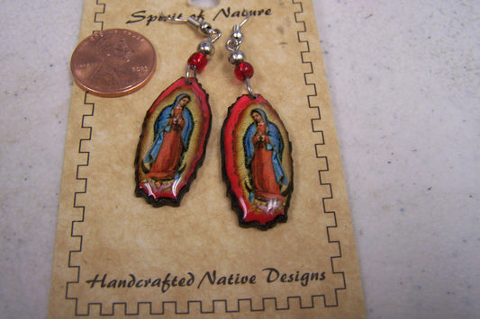 Lightweight Resin Earrings - Virgin of Guadalupe