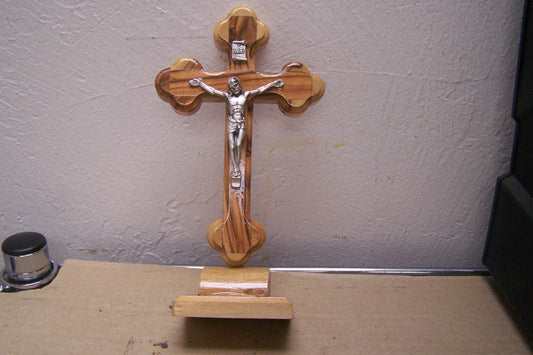 Holy Land Olive Wood Stand-up Cross #2 - Jerusalem