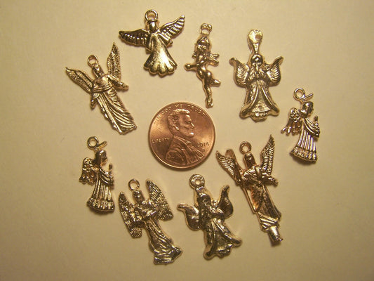 Lot of 25 ALL ANGELS Golden-Colored Milagros