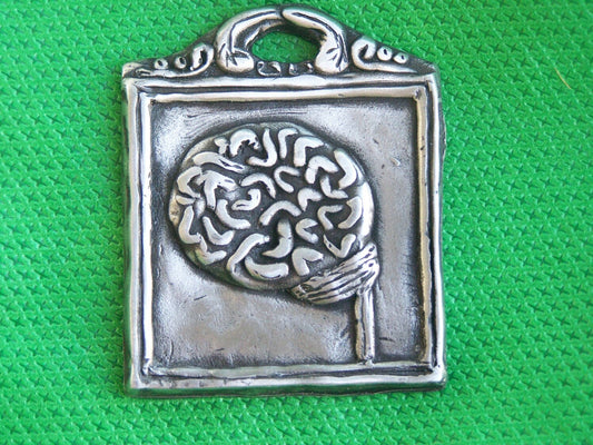 Large Tin/Silver Brain Milagro Ex Voto