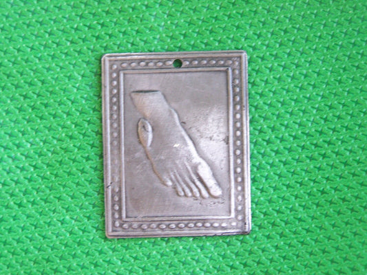 Tin/Silver Foot Plaque Milagro Ex Voto